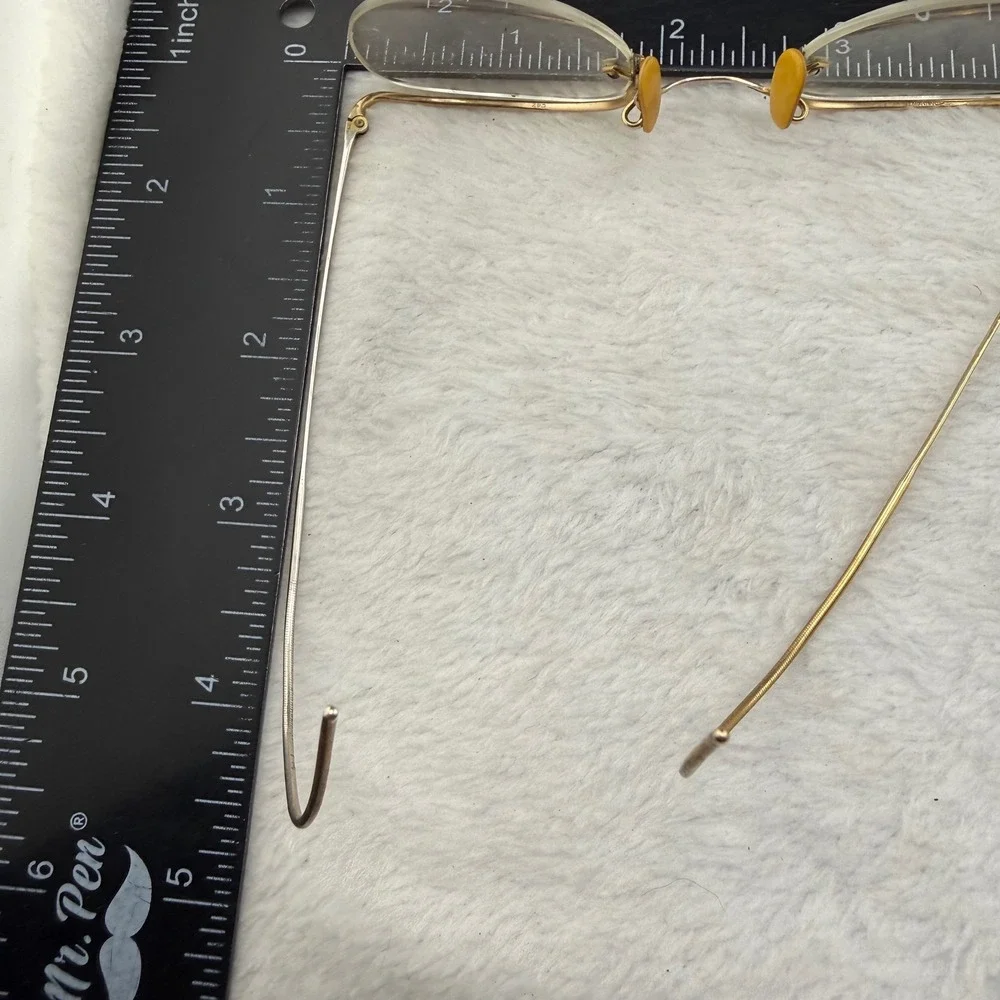 Vintage American Optical Eyeglasses Gold 12KGF Rimless Engraved Bridge